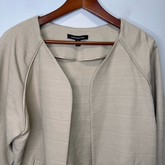Jones New York 100% Cotton Tan Open Front Blazer Size 14 - Picture 3 of 11